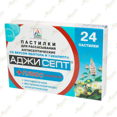 АджисептПлюс 24паст.Ментолово-эвкалиптовые