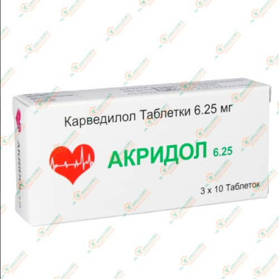 Акридол 6,25мг 30таб